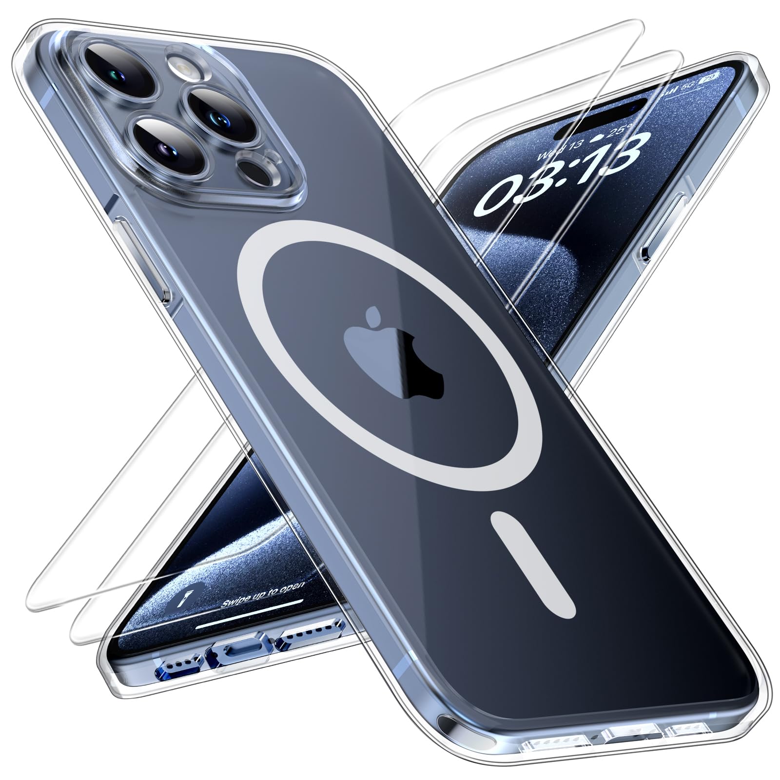 TOCOL Magnetic for iPhone 15 Pro Max Case Clear Upgraded [Full Camera Protection] [Compatible with MagSafe] [Non-Yellowing] Phone Bumper 6.7-Inch (Clear)