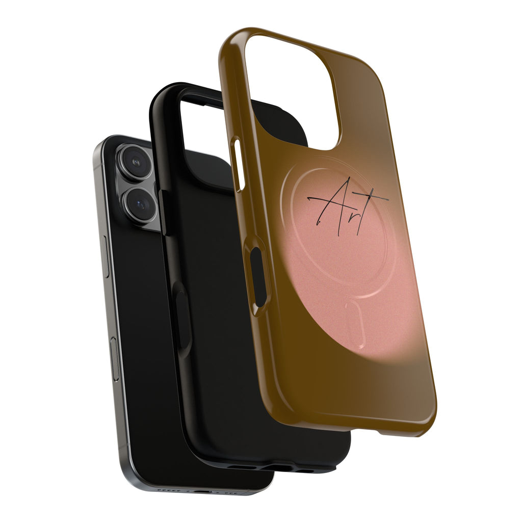 Artistic Brown Ombre Tough Magnetic Phone Case, Protective Cover, Unique Cellphone Accessory, Customizable Protector, Trendy Smartphone
