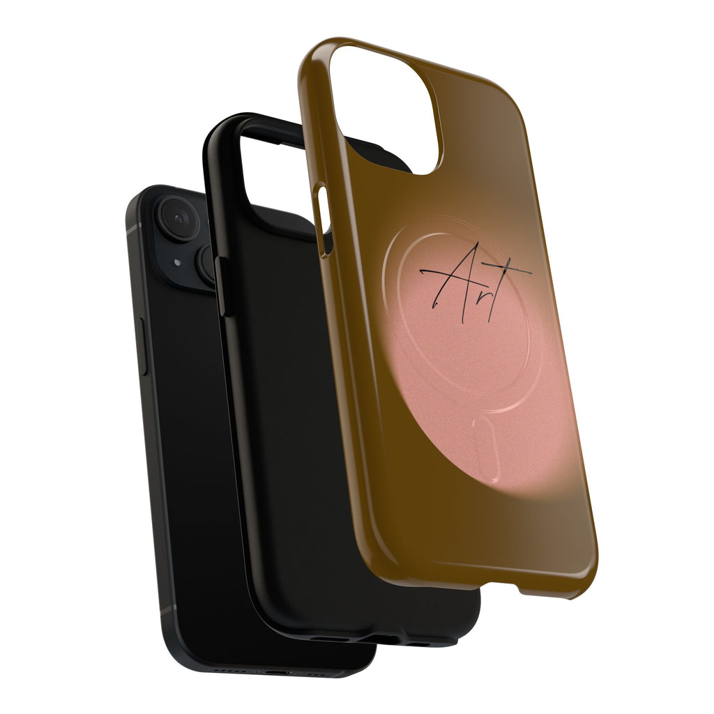 Artistic Brown Ombre Tough Magnetic Phone Case, Protective Cover, Unique Cellphone Accessory, Customizable Protector, Trendy Smartphone