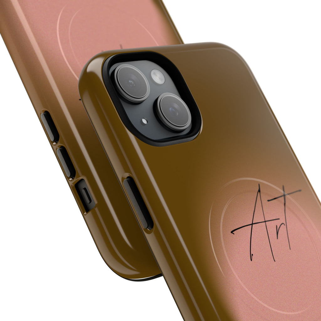 Artistic Brown Ombre Tough Magnetic Phone Case, Protective Cover, Unique Cellphone Accessory, Customizable Protector, Trendy Smartphone