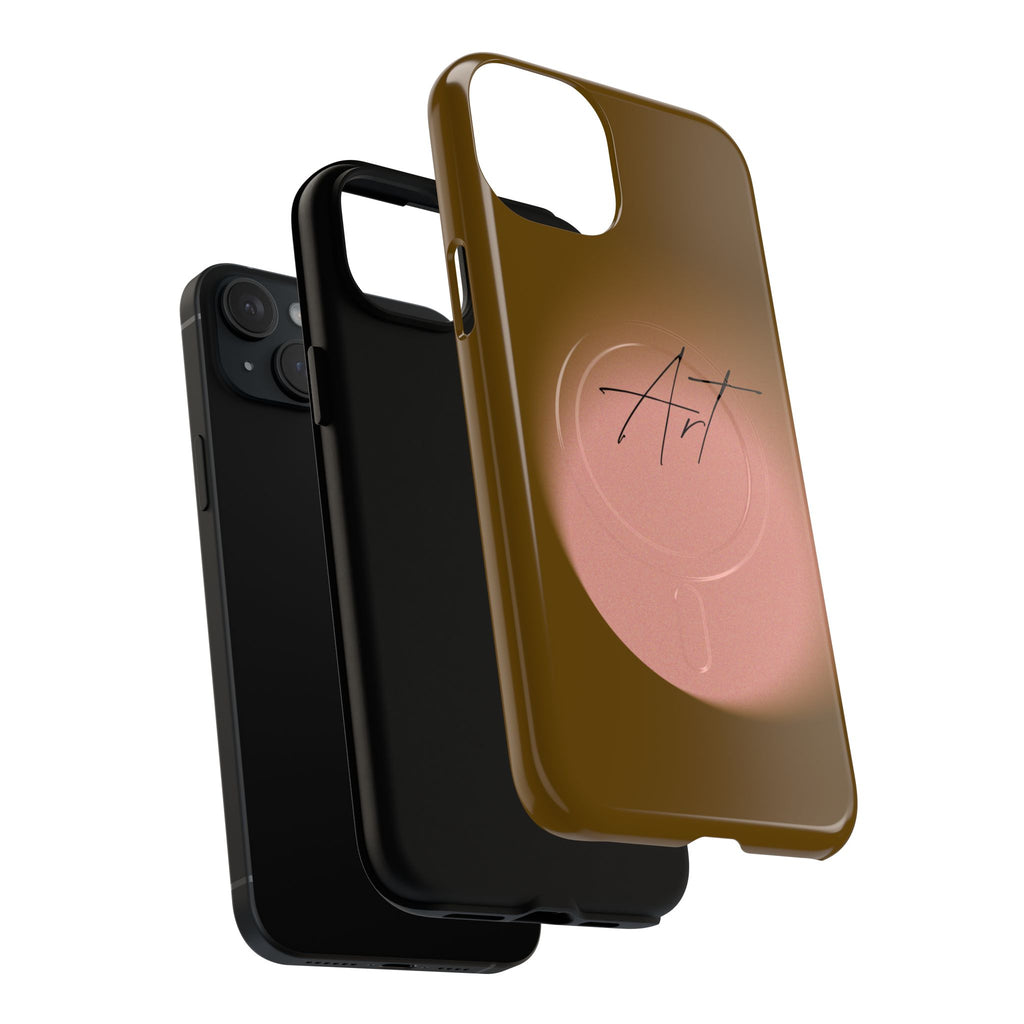 Artistic Brown Ombre Tough Magnetic Phone Case, Protective Cover, Unique Cellphone Accessory, Customizable Protector, Trendy Smartphone