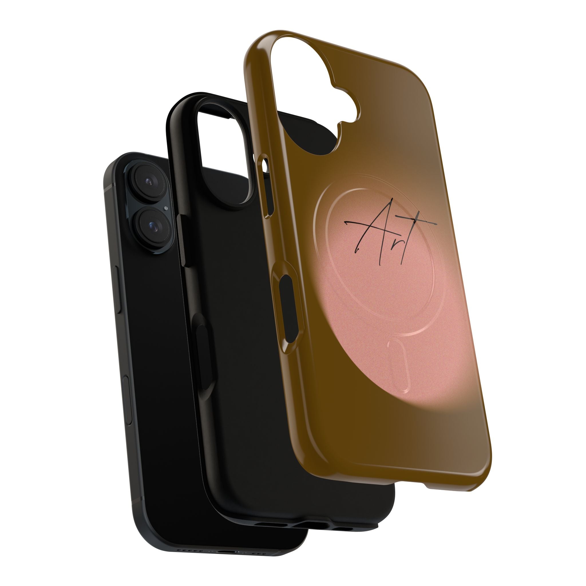 Artistic Brown Ombre Tough Magnetic Phone Case, Protective Cover, Unique Cellphone Accessory, Customizable Protector, Trendy Smartphone