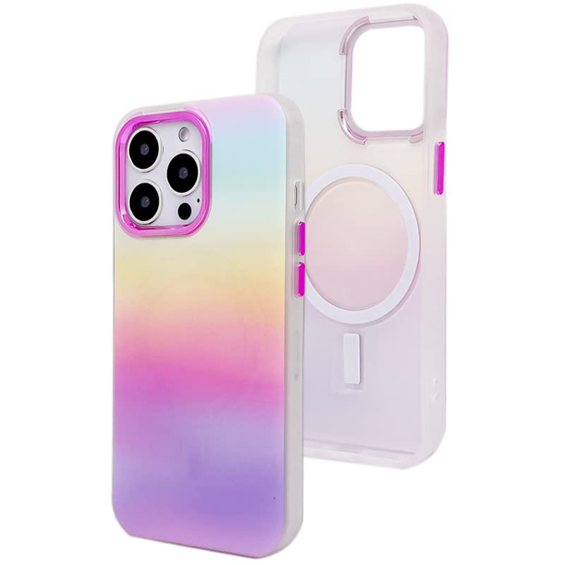 Magnetic Soft Silicone Case for iPhone 13 Pro 6.1 inch Compatible with MagSafe Charger Translucent Matte Edge Ultra Slim Cute Case for 13 Pro(Gradient Rainbow Color)