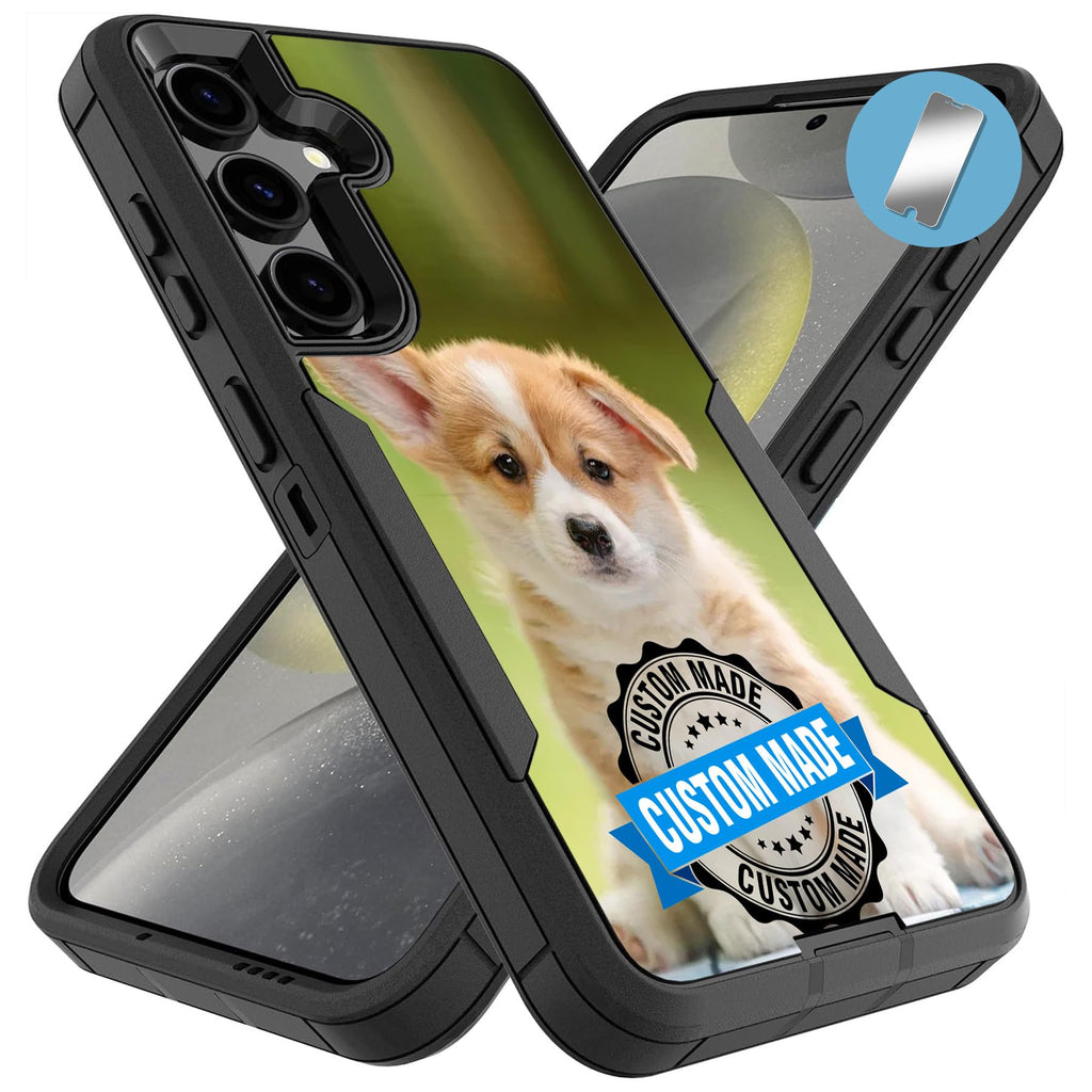 VIBECover Compatible for Samsung Galaxy S24+ Plus Custom Make Your Own Hybrid Slim Case Family Photo Phone Case Total Guard Hybrid Slim Cover Glass Screen Protector Incl Print in CA