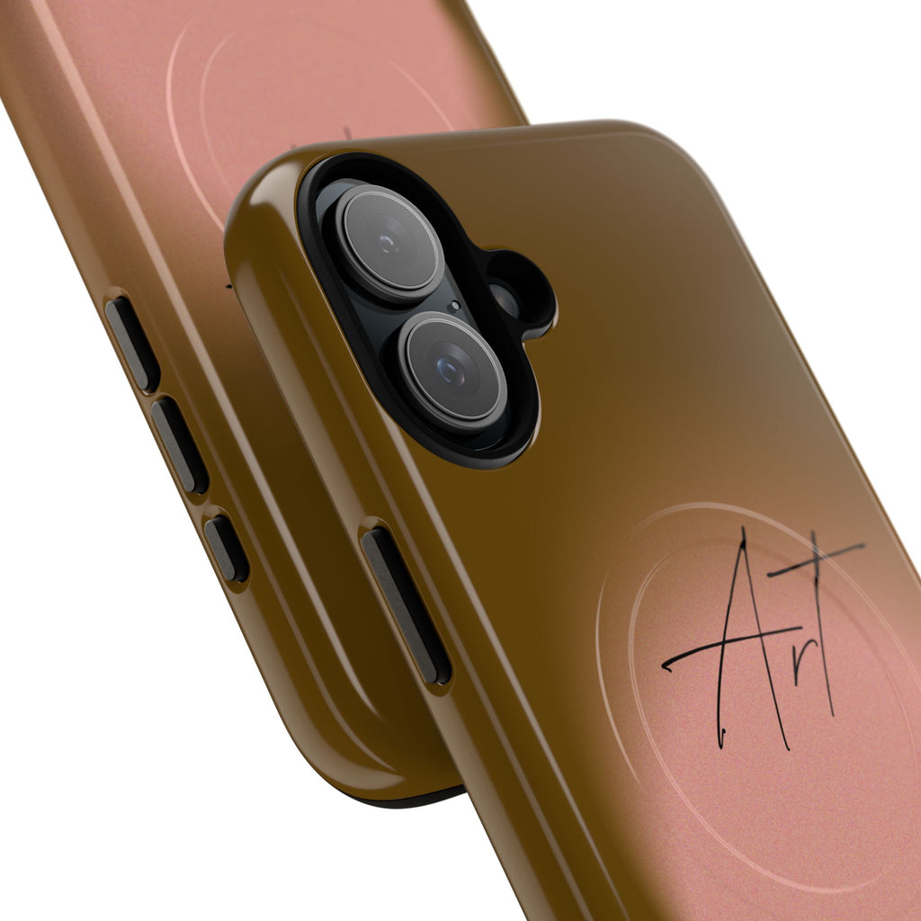 Artistic Brown Ombre Tough Magnetic Phone Case, Protective Cover, Unique Cellphone Accessory, Customizable Protector, Trendy Smartphone