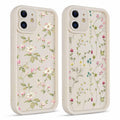 Yomjew 2 Pack Cute Case for iPhone 12 6.1" Flower Floral Silicone Matte Full Camera Lens Pattern Aesthetic Design Soft Slim Frame Protective Shockproof TPU Phone Cover for Women Girl-Flower Floral 03