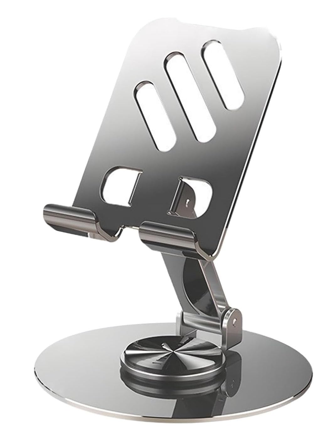 JUEJUEZI Foldable Cell Phone Stand Metal Portable Phone Holder Fully Adjustable Rotatable Cell Phone Holder for Desk for Phone Pad Mobile Tablet