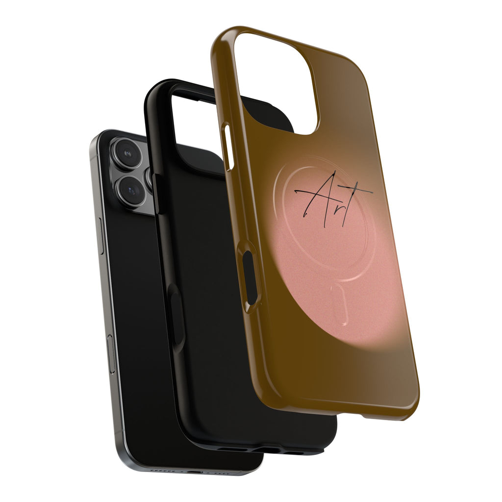 Artistic Brown Ombre Tough Magnetic Phone Case, Protective Cover, Unique Cellphone Accessory, Customizable Protector, Trendy Smartphone