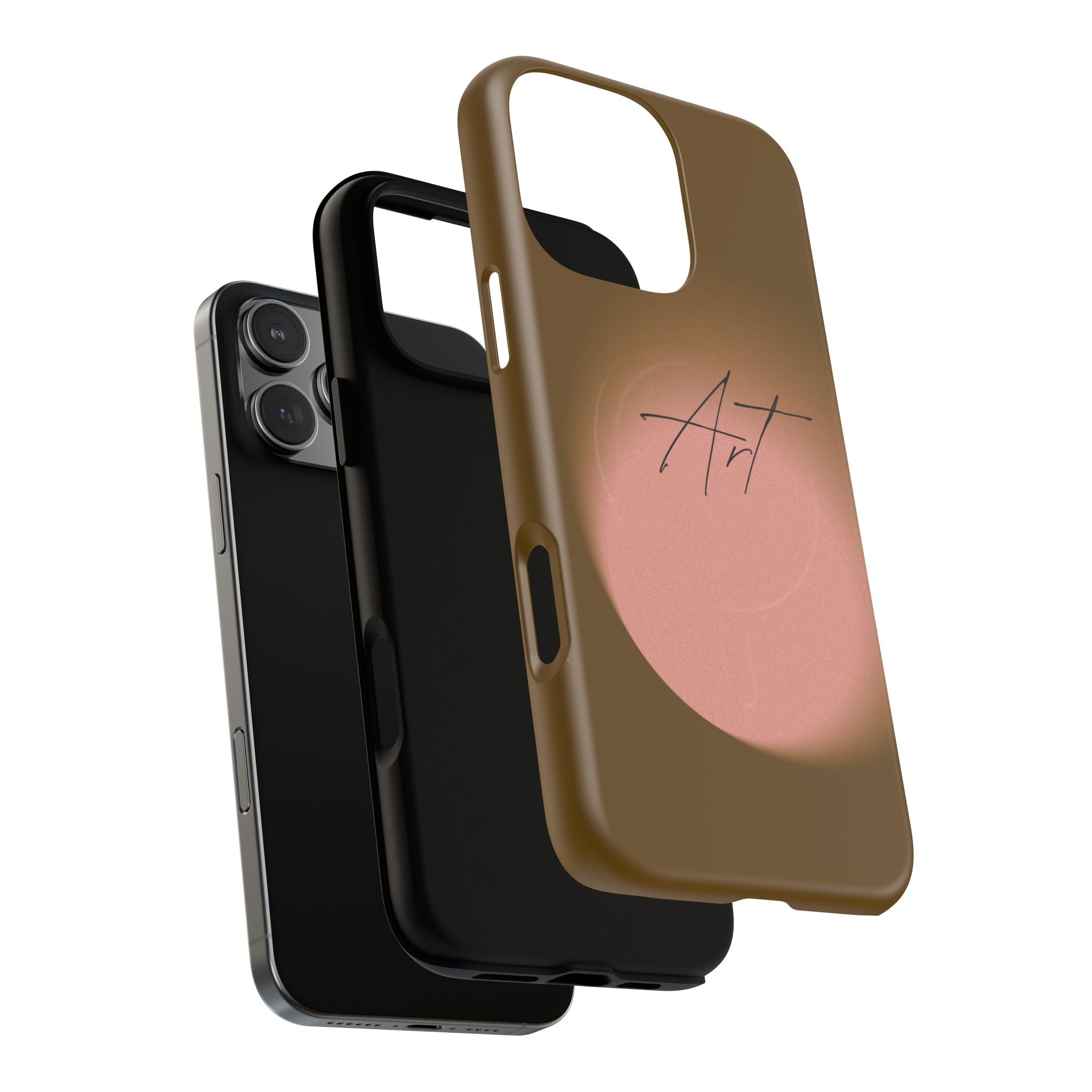 Artistic Brown Ombre Tough Magnetic Phone Case, Protective Cover, Unique Cellphone Accessory, Customizable Protector, Trendy Smartphone