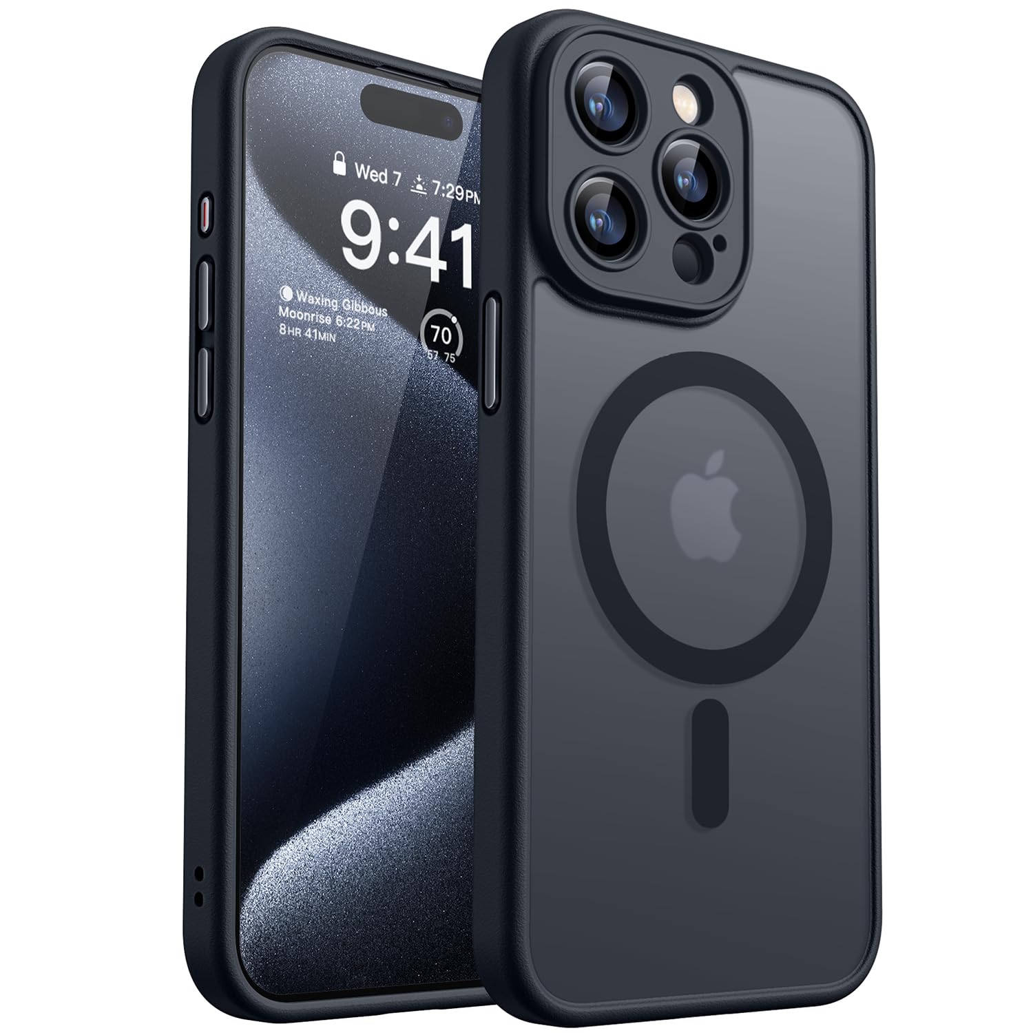 CANSHN Magnetic for iPhone 15 Pro Case Clear, Upgraded [Full Camera Protection] [Compatible with Magsafe] Non-Yellowing Protective Shockproof Bumper Phone Case 6.1 inch - Clear