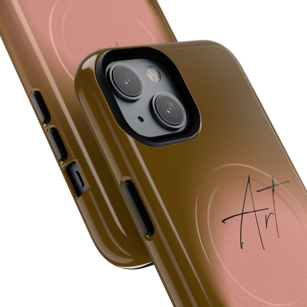 Artistic Brown Ombre Tough Magnetic Phone Case, Protective Cover, Unique Cellphone Accessory, Customizable Protector, Trendy Smartphone