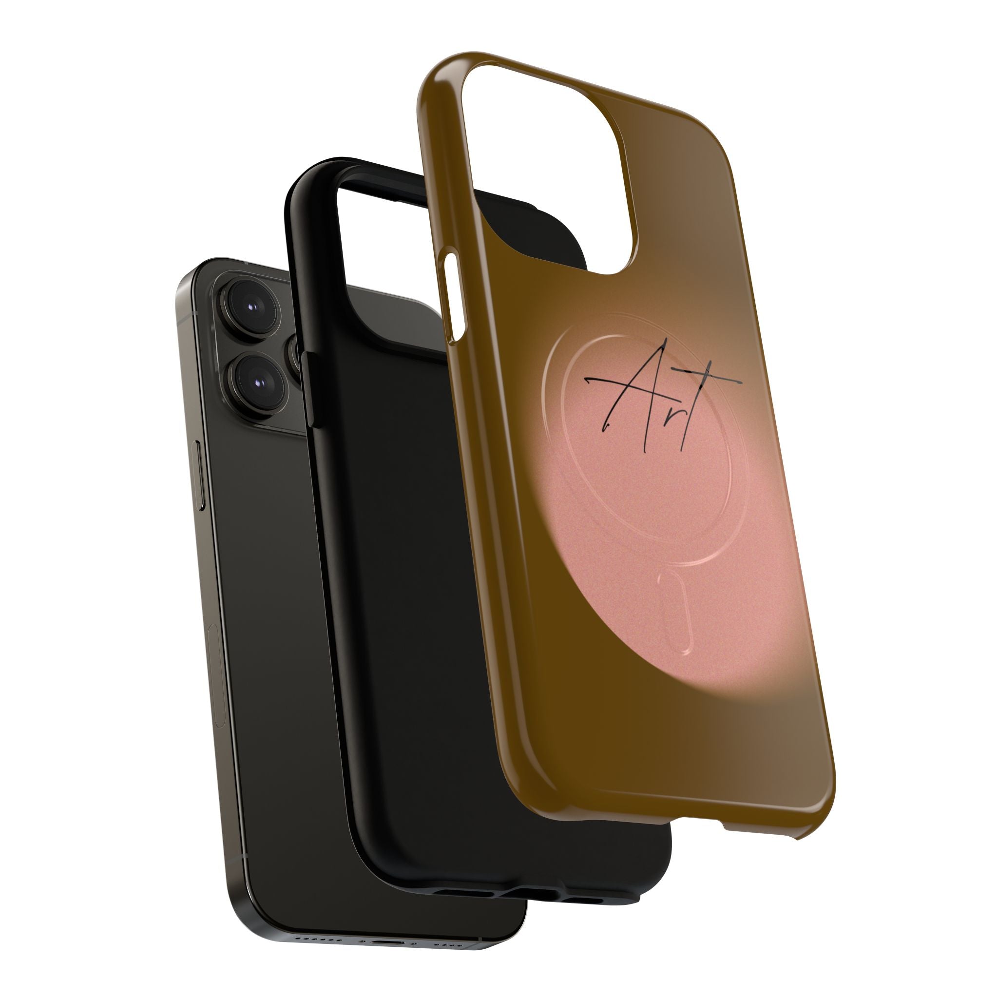 Artistic Brown Ombre Tough Magnetic Phone Case, Protective Cover, Unique Cellphone Accessory, Customizable Protector, Trendy Smartphone