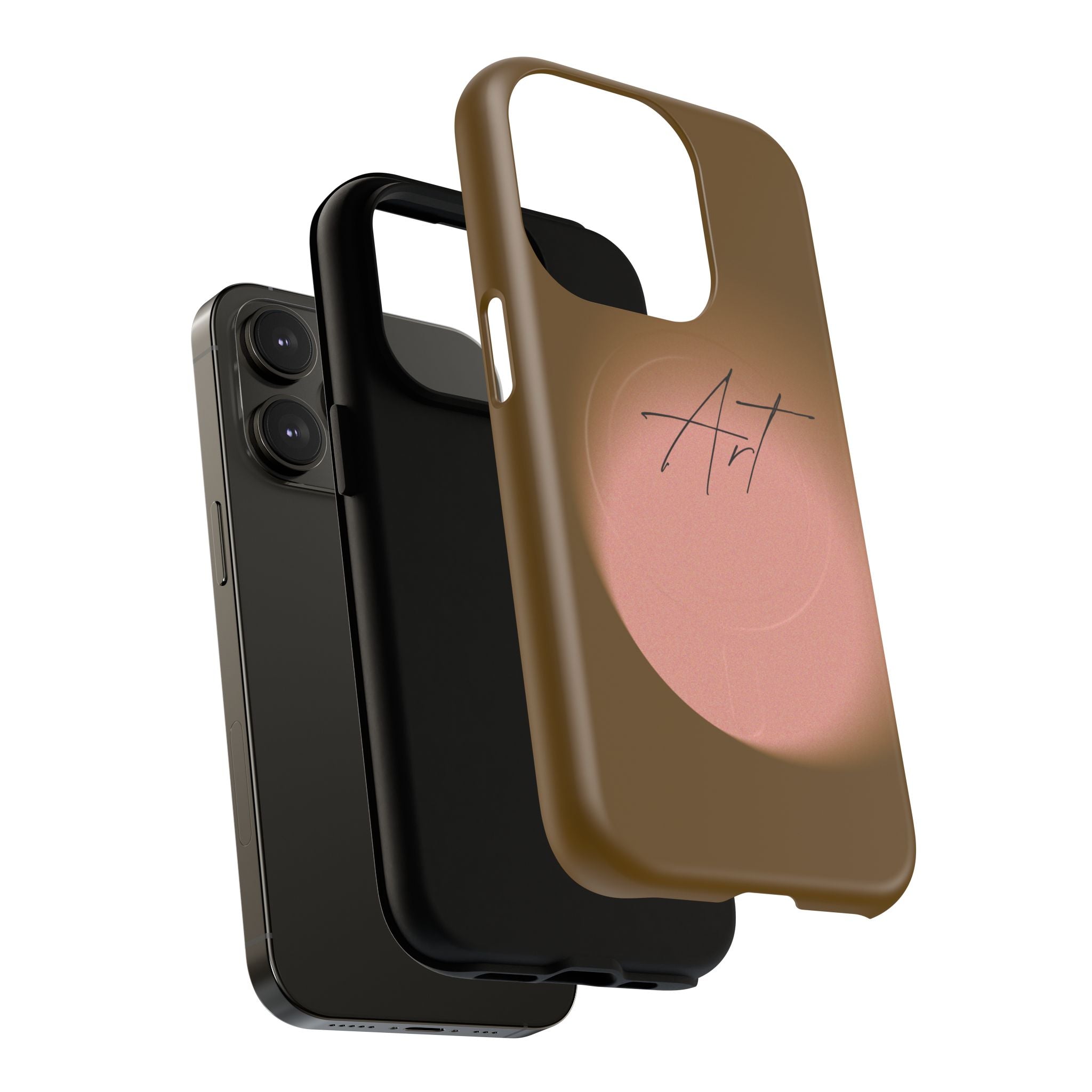 Artistic Brown Ombre Tough Magnetic Phone Case, Protective Cover, Unique Cellphone Accessory, Customizable Protector, Trendy Smartphone