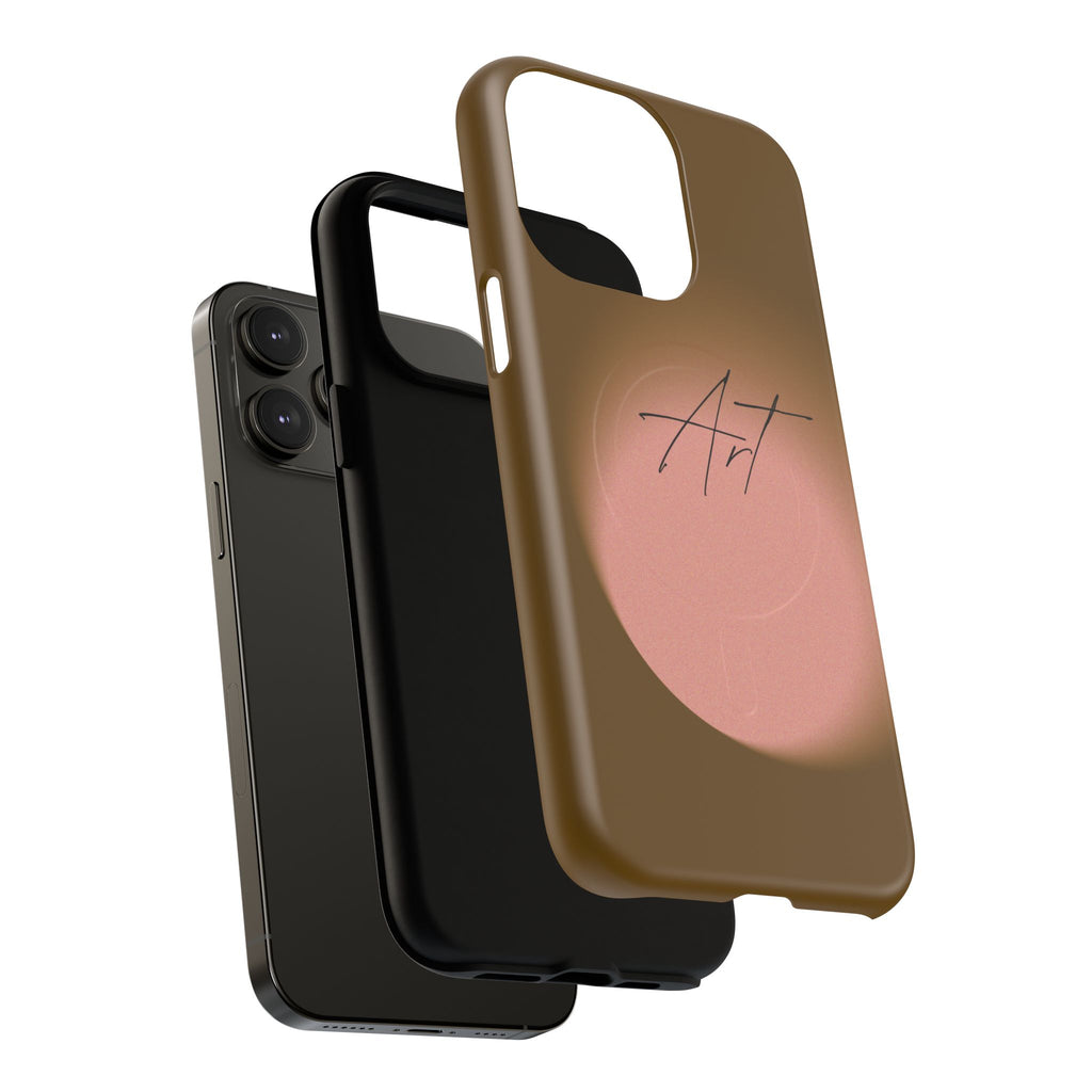 Artistic Brown Ombre Tough Magnetic Phone Case, Protective Cover, Unique Cellphone Accessory, Customizable Protector, Trendy Smartphone