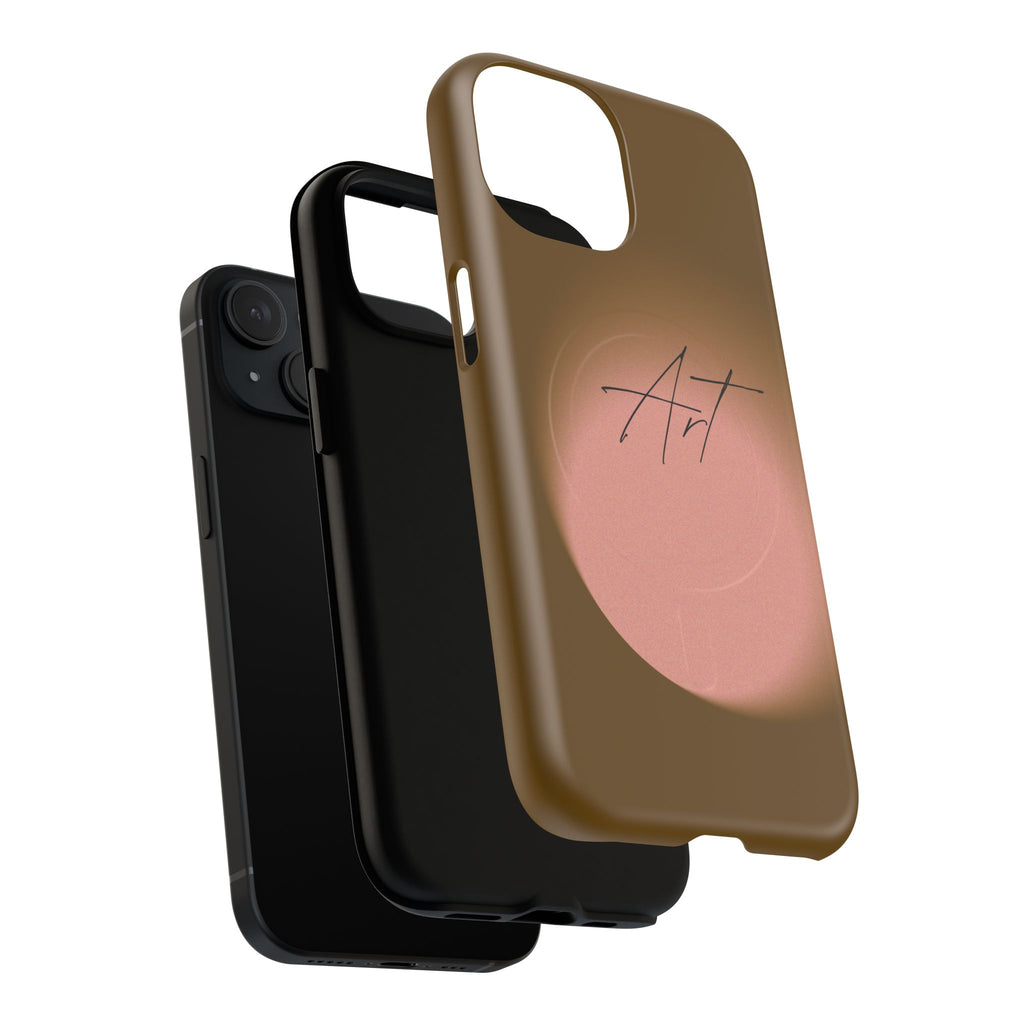 Artistic Brown Ombre Tough Magnetic Phone Case, Protective Cover, Unique Cellphone Accessory, Customizable Protector, Trendy Smartphone