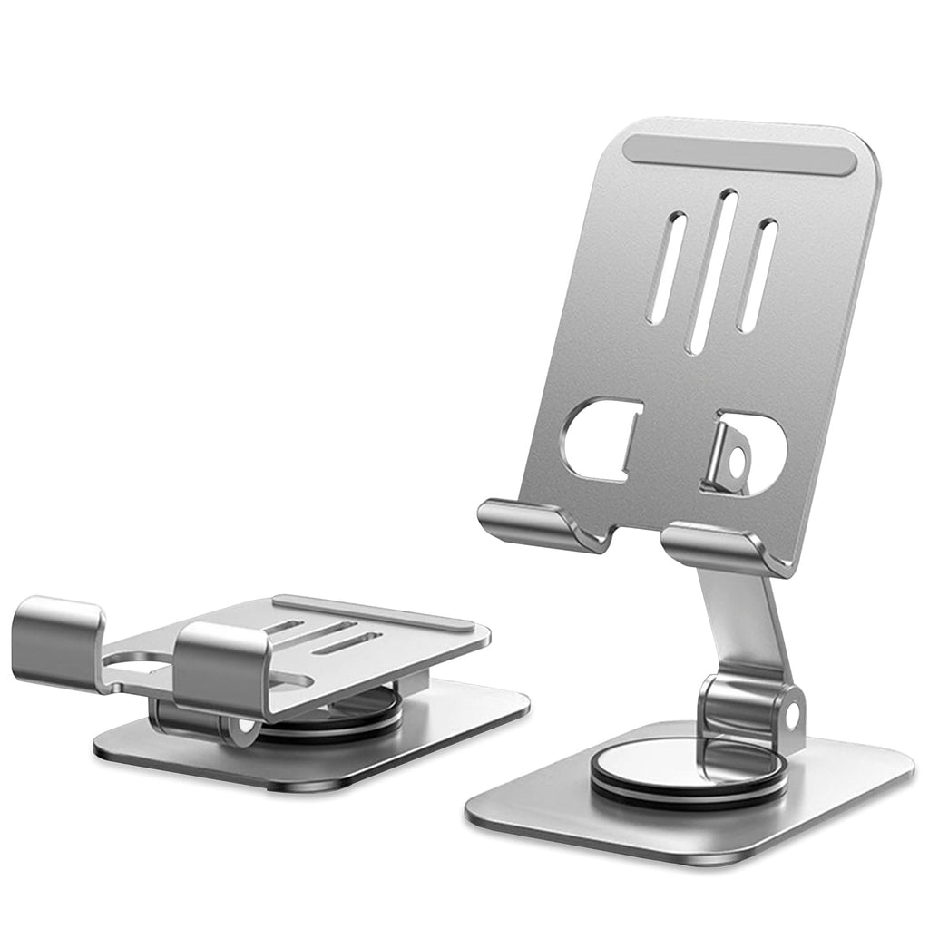 DOB SECHS Foldable Phone Stand Universal Bracket Adjustable Desktop Phone Holder Aluminum Alloy Cell Phone Stand Wider Card Slot and Stable Tablets Stand for iPad Pro/Air/MiniSliver