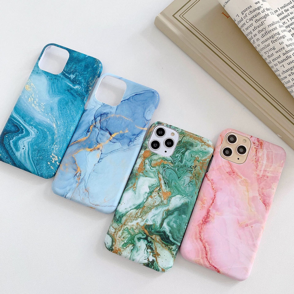 Custom Logo Golden Green Marble Phone Case