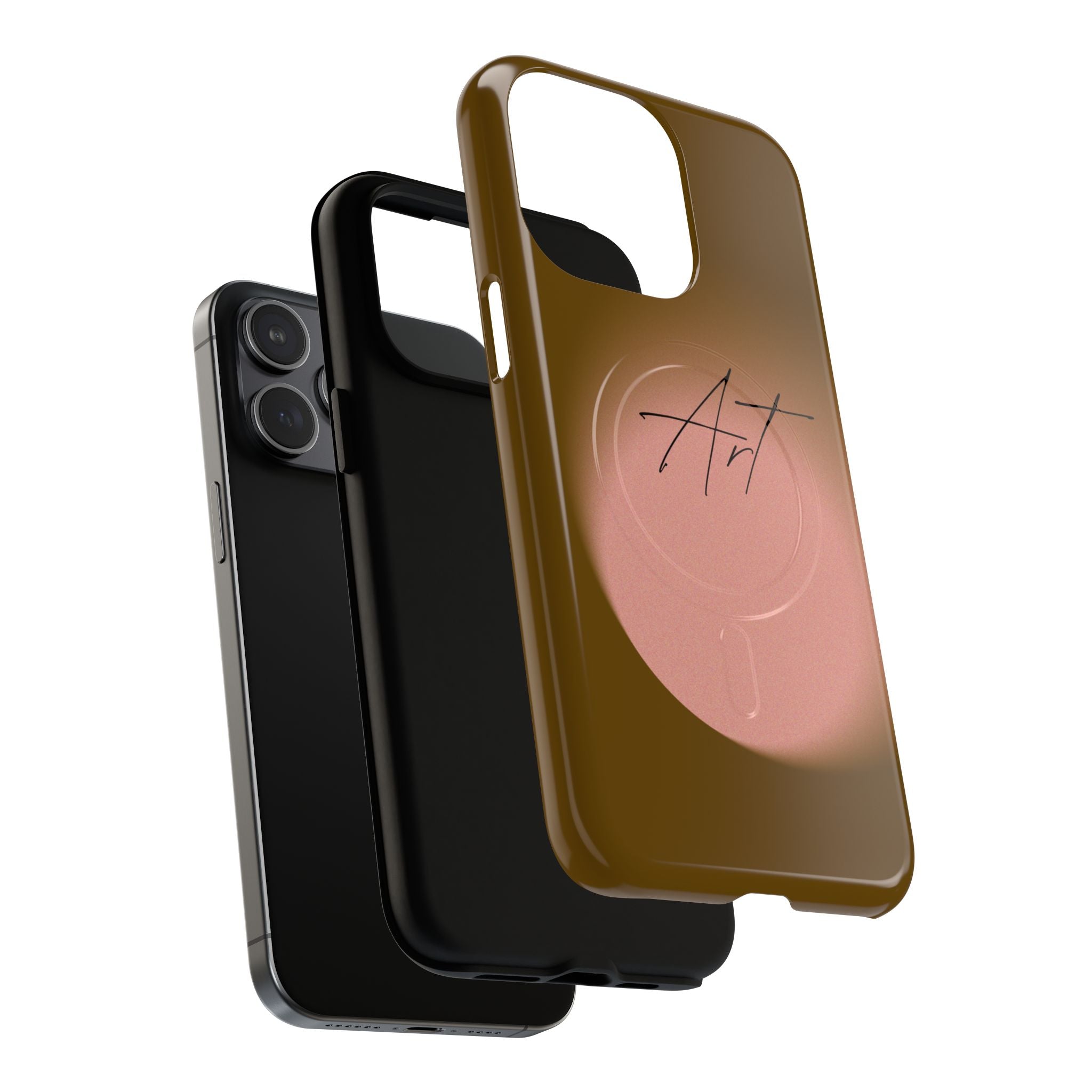 Artistic Brown Ombre Tough Magnetic Phone Case, Protective Cover, Unique Cellphone Accessory, Customizable Protector, Trendy Smartphone