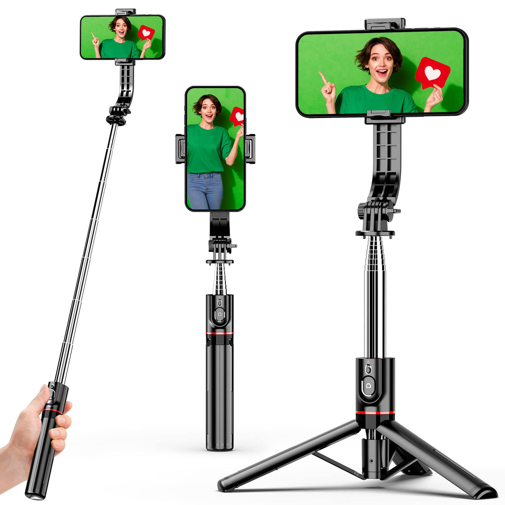 Portable 44 Inch Selfie Stick Phone Tripod with Wireless Remote Extendable Smartphone Tripod Stand 360 Rotation Compatible with iPhone 14 13 12 11 pro Xs Max Xr X 8 7 Android Samsung Smartphone