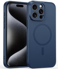 FNTCASE for iPhone 15 Pro Max Case: Magnetic Matte Slim Shockproof Full Covered Camera Protection Phone Cover - Military Drop Proof Anti-Scratch Durable Silicone Protective Cases (6.7 Inch/Blue)