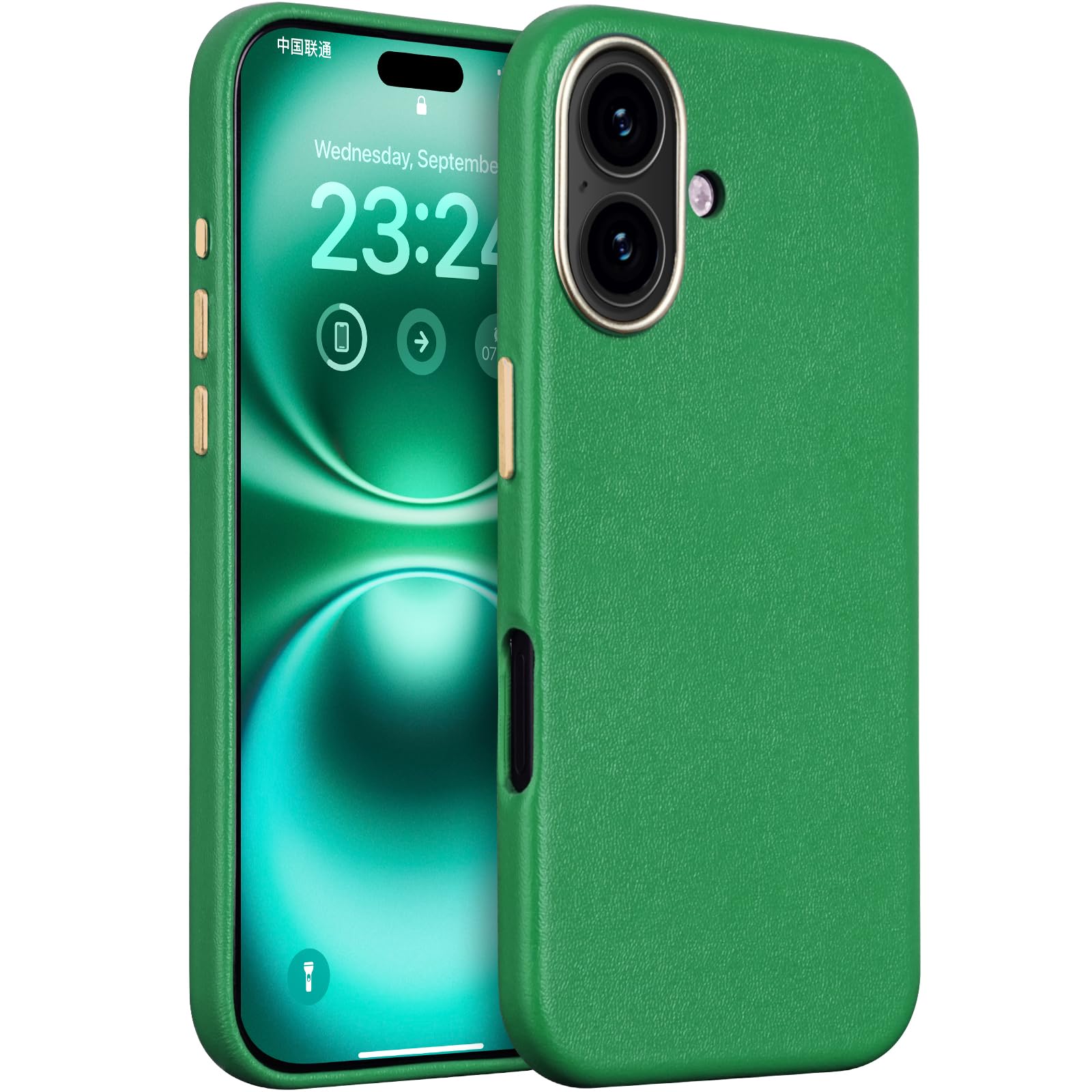 LOHASIC Leather Case for iPhone 16 Compatible with MagSafe Classic Elegant Vegan PU Slim Fit Light Luxury Shockproof Protective Cover Men Women Phone Case for iPhone 16 6.1" (2024) - Velvet Green
