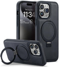Casus Designed for iPhone 15 Pro Max Case Compatible with MagSafe Kickstand Vegan Leather Slim Classic Luxury Elegant Thin Protective Cover (2023) 6.7" (Black)