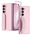 SHIEID Galaxy Z Fold 6 Case with Silicone Grip Finger Strap Built-in Screen Protector and Matte Finish - Slim Protective Cover for Samsung Z Fold 6 Phone Case Pink