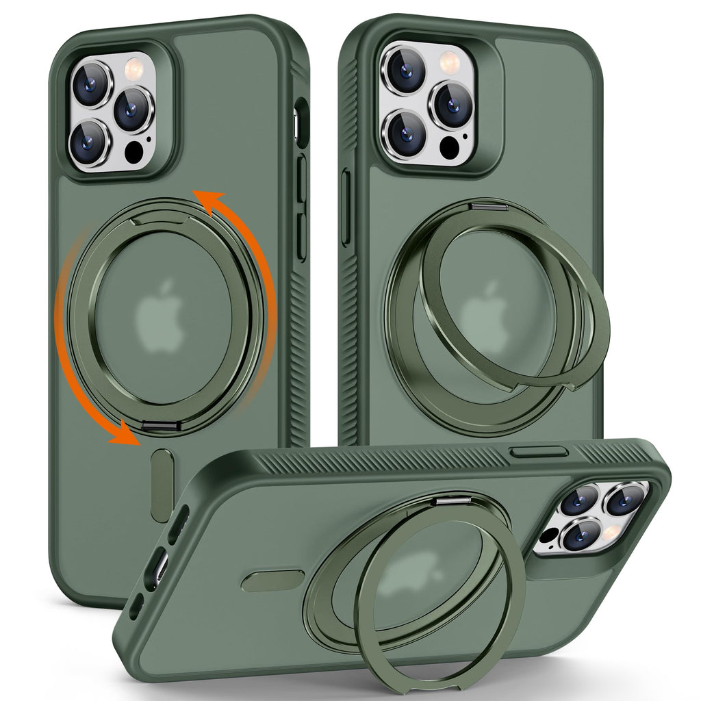 360° Rotatable Magnetic Ring Kickstand for iPhone 12/12 Pro Case [Non-Slip Texture Edge] [Compatible with MagSafe] [Military Shockproof] Translucent Matte Soft Silicone Bumper Slim Cover, 6.1'', Blue