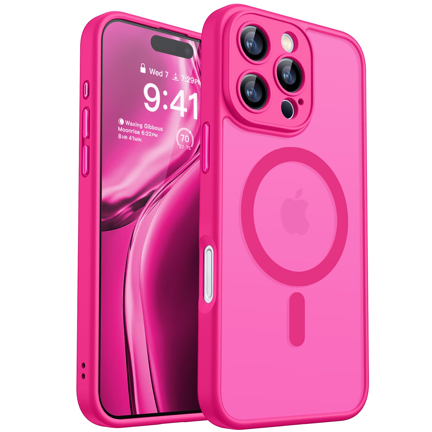 CANSHN Magnetic for iPhone 15 Pro Case Clear, Upgraded [Full Camera Protection] [Compatible with Magsafe] Non-Yellowing Protective Shockproof Bumper Phone Case 6.1 inch - Clear