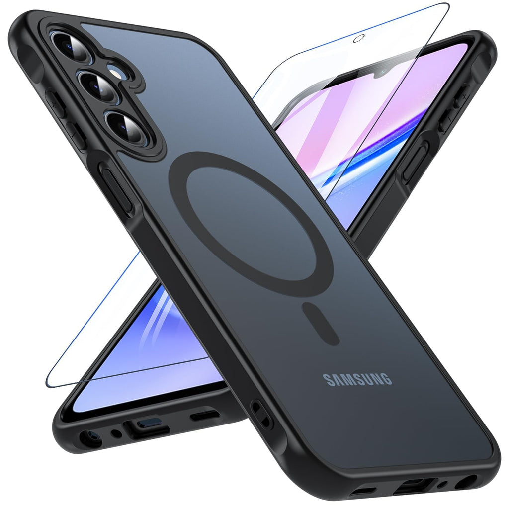 for Galaxy A15 Case with Screen ProtectorMagnetic Military Shockproof Rugged Heavy Duty Protection Slim Clear Cover Phone Case for Samsung Galaxy A15/ A15 5G