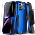 Xmon Case for iPhone 15 Plus Heavy Duty Rugged Case Belt Clip Holster Kickstand Protective Cover [Shockproof] Compatible with Apple iPhone 15 Plus (Blue)