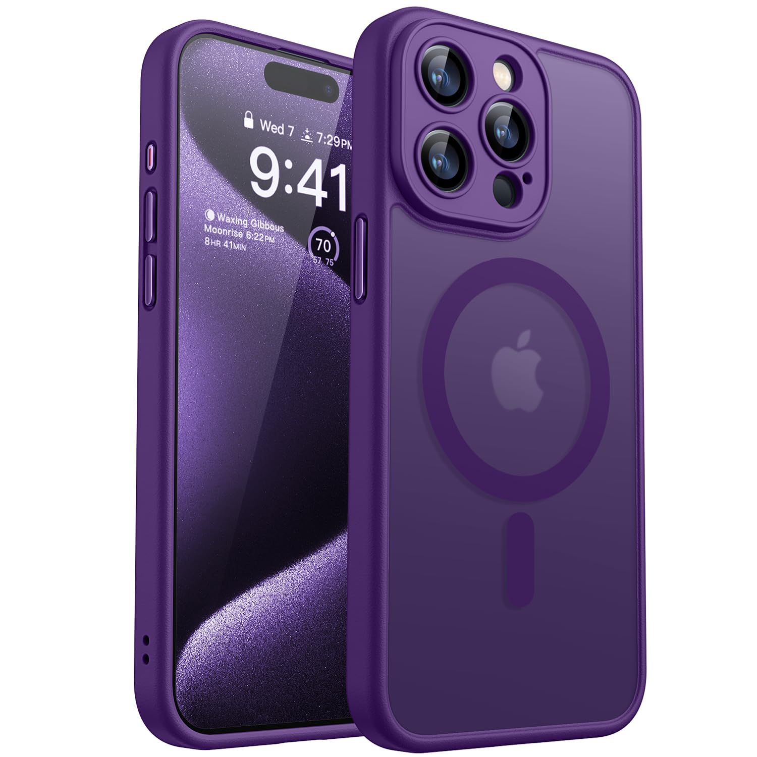 CANSHN Magnetic for iPhone 15 Pro Case Clear, Upgraded [Full Camera Protection] [Compatible with Magsafe] Non-Yellowing Protective Shockproof Bumper Phone Case 6.1 inch - Clear